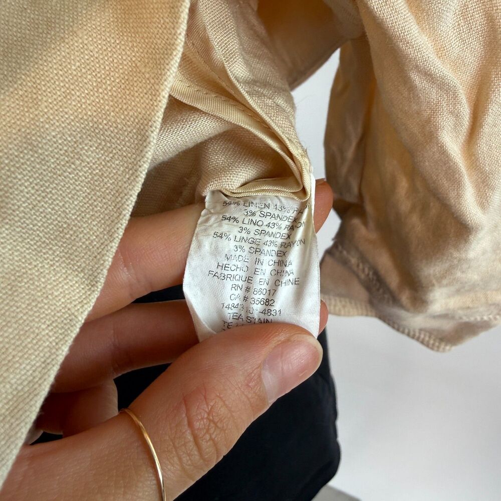 Bebe Ivory Linen Blazer Boho Chic 3/4 Sleeve Size 6 Button Up Ruffled Fairy Core - Picture 4 of 8
